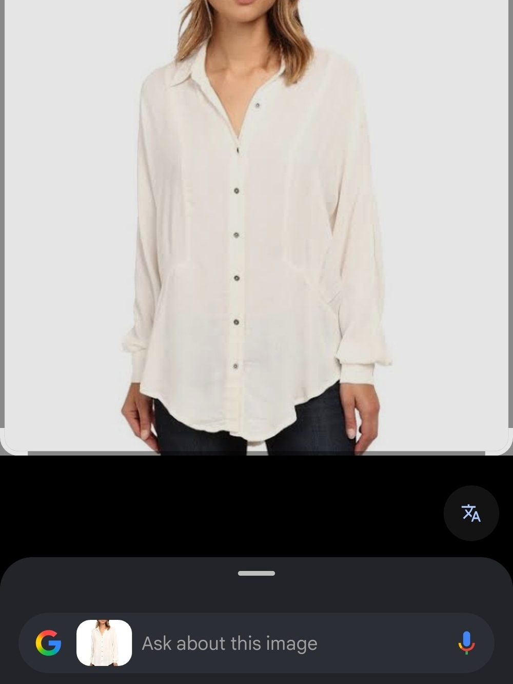 Free People Off-White Relaxed Button-Down Shirt